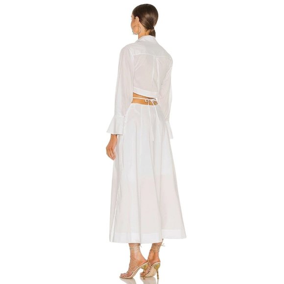 JONATHAN SIMKHAI Alex Pleated Cut Out Dress in White Medium New Nwt Shirtdress - Picture 3 of 15